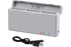 LYONGTECH Caricabatterie per DJI Action 4,Osmo Action 3,Caricatore Ricarica 3 Batterie,Stazione di Ricarica Carica Batteria Accessori