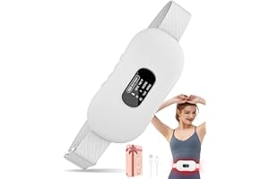 KOURIC Menstrual Heating Pad Belt-Heat Pads for Period Pain Relief with 5 Heat&Vibration Massage Levels,Rechargeable Period Cramps Pad for Stomach Belly&Back Pain Relief,Gifts for Teen Girls Women