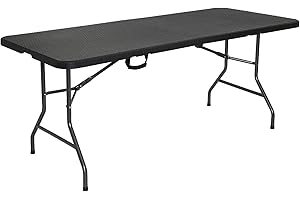 Brigros - Tavolo Pieghevole Da Giardino Perfetto Come Tavolo Da Campeggio, Da Buffet, Da Cucina | Tavoli Pieghevoli A Valigetta Con Maniglia Salvaspazio (NERO 180x74x74)