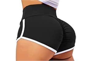 TZLDN damskie krótkie legginsy typu push-up, marszczone spodenki do biegania, do uprawiania sportu, jogi, fitnessu, jazdy na rowerze, treningu, B01 czarny, S