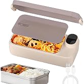 Kouamor Electric Lunch Box 16000mAh Battery Portable Travel Lunch Box Adult Lunch Box with Insulated Bag, Fork and Spoon and