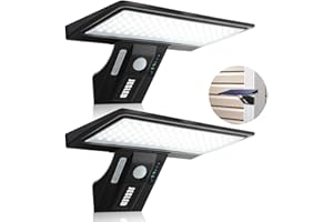 JESLED Lampe Solaire Exterieur, [2 Pack] 90 LED 2600mAh Détecteur de Mouvement Éclairage Étanche Sans Fil Lampe de Sécurité Mural pour Jardin(Pile Remplaçable)