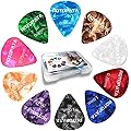 Lot de 15 Médiators Guitare avec Boîte – Guitar Picks Souple Moyen Dur 0,5 0,75 1,0 mm, Médiator Guitare Débutant & Pro, Accessoires Guitare Acoustique Électrique Basse Ukulélé