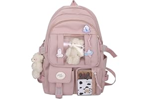 7VSTOHS Kawaii Sac à Dos Scolaire pour Filles Mignon Sac à Dos Esthétique Cartable Scolaire avec Épingle et Accessoires
