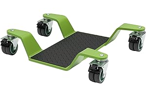 ‎TRUTZHOLM TRUTZHOLM Rangierhilfe für Motorrad mit Hauptständer Tragkraft 450 kg Rangierplatte extra-flach mit 4x Doppenrollen 360° schwenkbar und 4x Feststellbremse Rangierroller 10 mm dicker Stahl in grün