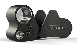AC Infinity Jewelers lupp, fickförstoringsglas med LED-ljus och dubbla linser, 30 x 60 x zoom för smycken, klockor, mynt, frimärken, växtknoppar