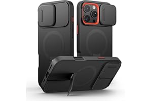 SURITCH Magnetisch hülle Kompatibel mit iPhone 16 pro max, Stoßfest Handyhülle Kratzfest Schutzhülle mit Kameraabdeckung schieben und verstellbarem Kickstand(schwarz)
