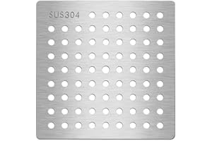 GUTIXI Bouchon de vidange carré en acier inoxydable 304, protection de vidange de douche, couvercle tourbillon, 1 pièce (13 x 13 cm)