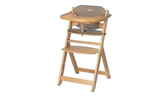 Bebeconfort Timba + Sitzkissen, Kinderhochstuhl Mitwachsend, 6 Monate - 10 Jahre, bis 30 kg, Hochstuhl Baby, Abnehmbares Tablett, Verstellbarer Sitz/Fußstütze, für Timba Baby, Naturholz + Beige