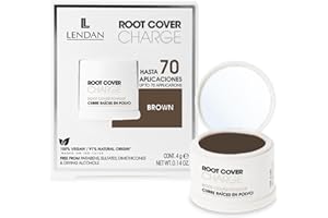 LENDAN - Cubre Raíces Canas en Polvo - Root Cover Charge - 4 g - Color Castaño - Polvo Mineral para una Cobertura Fácil, Instantánea y Natural de las Canas - Absorbe la Grasa o Sebo de la Raíz
