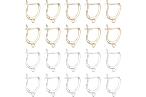 SUPERFINDINGS 20 pz Leverback Earwires 17x13mm Rotondo Ganci Orecchino Nastro in Ottone Dorato Orecchini A Cerchio con Anello Aperto per La Creazione di Gioielli