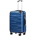 COOLIFE Hard Shell Suitcase with TSA Lock and 4 Spinner Wheels Lightweight Durable (Navy Blue, L(77cm 93L))