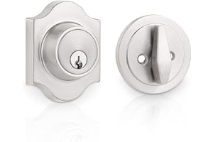 Probrico Vintage Deadbolt Lock, Security Door Lock with Key, Single Cylinder Entrance Safe Locker Brushed Nickel, 1 Pack