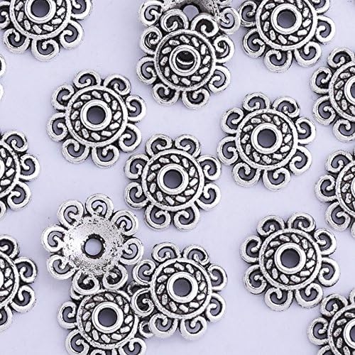 Rosebeading lots of 50pcs 8-12mm Antique Silver vintage beads cap,filigree beads cap,end cap,flower spacer metal beads,12mm