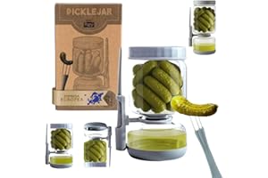 Ranji - Bote para Aceitunas y Encurtidos con Escurridor (900ml) – Tarro de Cristal Reversible con Tenedor Incluido – Hermético, sin BPA, Fácil de Limpiar – Ideal para Regalo