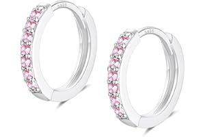 EPIRORA Silver Hoop Earrings for Women, Sterling Silver Small Huggie Hoop Earrings | Hypoallergenic Daisy Flower Cubic Zirconia Hoops Earring Jewellery Gifts for Ladies Girls Birthday Wedding Christmas