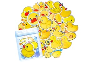 HNTR® Yellow Rubber Duck Stickers | 50 Cute Waterproof Vinyl Decals | Fun Duck Gifts for Kids, Journals, Laptops, Bottles & Scrapbooks