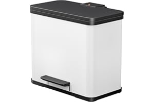 Hailo 0630-230 "Oeko Duo Plus L Pedal Waste Separator, Sheet Steel White, 47 x 34 x 44 cm