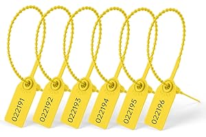 Flintronic Sigillo in plastica, 120 Pezzi Sigilli di Sicurezza a Strozzo in Plastica, Economico, Regolabile con un'applicazione Veloce e Sicura per Etichette, Vestiti, Bagagli, Prodotti- Giallo