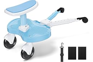 BugyKido Buggy Board Sky Blue, Buggy Board for All Prams, Step Board for Prams Universal for Children Aged 2-6 Years (25 kg), Children's Board with Seat, Universal Pram Board