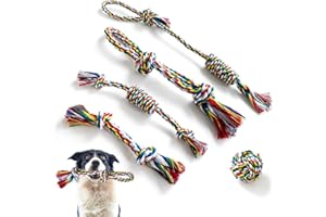 VAKOWOO 5 Pack Dog Rope Toys For Large Medium Dogs, Indestructible Dog Toys for Aggressive Chewers, Dog Chew Toys Natural Cotton Knot for Tug of War & Teeth Cleaning