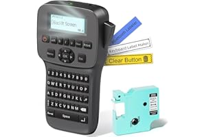 EazeID Label Maker Machine Portable, Rechargeable Label Maker Handheld, Keyboard Label Printer with Backlit Screen, Bluetooth Labeler for School Office Industrial Use, LM1600 Black