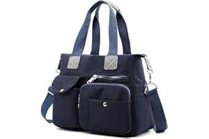 SHIFANQI Tote Bags for Women Stylish Nylon Ladies Shoulder Bag Top Handle Handbag Multi Pockets Work Totes Water Resistant Travel Crossbody Messenger Bag