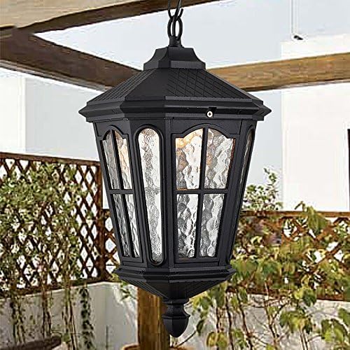 Neixy- European Style Antique Outdoor Waterproof Chandelier Vintage Exterior Garden Courtyard Lanterns Corridor Aisle Balcony Lighting Villa Garden Pendant Lights Aluminum Glass Hanging Lighting Fixtures