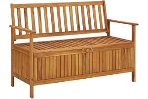 vidaXL Garden Storage Bench, Solid Acacia Wood, Versatile Seating with Ample Storage Space, Rustic Charm for Garden and Home Decor