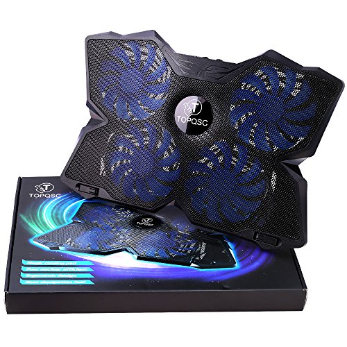 TOPQSC Laptop Kühler 15.6-17 Zoll Notebook Cooling- Pad Notebook Cooler 4 X Lüfter , 2 X USB mit 4 blauen LED-Lüfter - 2