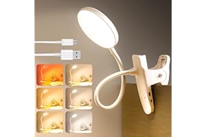 Lenudar Leselampe Bett, 36 LED Klemmlampe Bett mit Touch Dimmbar 6 Farben 5 Helligkeiten, 360° Flexibel Leselampe Kinder USB Wiederaufladbare Klemmleuchte Bettlampe für Studieren Arbeiten, Weiß