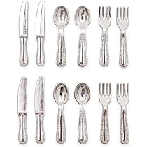 Odoria - Set De 12 Cubiertos En Miniatura De Oro Para Cocina De Casa De Muñecas Escala 1:12