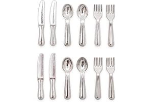 Odoria 1/12 Miniature Couverts 12Pcs Accessoire Maison de Poupée, Argent