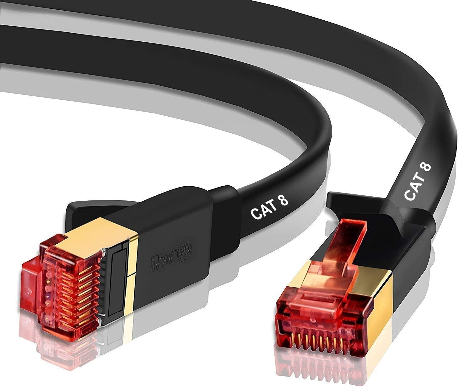 IBRA CAT8/CAT7 Ethernet Gigabit Lan network cable (RJ45) SSTP 40Gbps 2000Mhz - Flat Black 2M