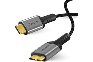 GERETIN USB C to Micro B Cable 0.5M USB C Hard Drive Cable Type C to Micro B USB 3.0 Nylon Braided Compatible with Toshiba Canvio Seagate WD Element External Hard Drives SSD HDD Galaxy S5 Camera etc