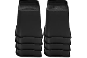 MIIX HOOM 6 Inch Bed Risers 8 Pack Heavy Duty, 10cm Sofa Risers with L-shaped Opening, Bed or Desk Riser Blocks Support to 4,400 LBs, Furniture Risers for Sofas, Table, Desk, Bed Raisers (Black)