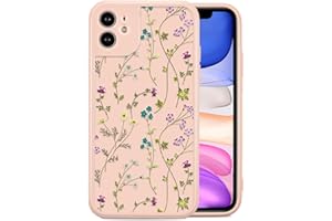 RALEAVO Etui z motywem kwiatowym, kompatybilne z iPhone 11 (6,1"), odporne na uderzenia silikonowe etui z uroczym motywem, cienkie etui ochronne do iPhone 11, różowe