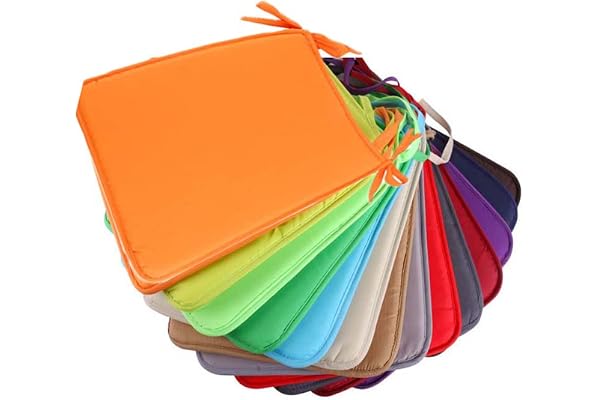 Waigg Kii Lot de 2/6/8 coussins de chaise avec attaches 40 x 40 cm, coussins de chaise de salle à manger antidérapants pour jardin, coussin de siège d’intérieur/extérieur (6 pièces, brun)