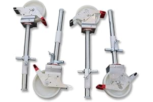 AC Steigtechnik Gerüstrollen 200 mm mit Stahlspindel, doppelt gebremst, lotrecht stehend, Set mit 4 Stück, passend zu verschiedenen Herstellern