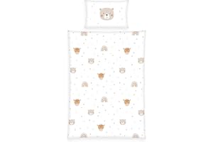 Herding Set di Biancheria da Letto Invernale, Little Friends, Federa 40 x 60 cm con Chiusura a Busta, Copripiumino 100 x 135 cm con Cerniera, 100% Cotone/Flanella
