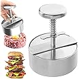 ECVV Stainless Steel Adjustable Hamburger Press Patty Maker Non Stick Patty Making Molds Easy Release Hamburger Patty Press for Beef Vegetables Burgers BBQ