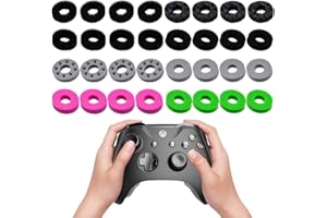 KSJEHW 32 Stück Thumbstick Stoßdämpfer, Assist Ringe Kompatibel mit PS5, Steam Deck, PS4, Xbox Series X/S, Xbox One, Switch, Switch OLED, ROG Ally, Legion Go, Zielhilfe mit 6 Verschiedener Härtegrad