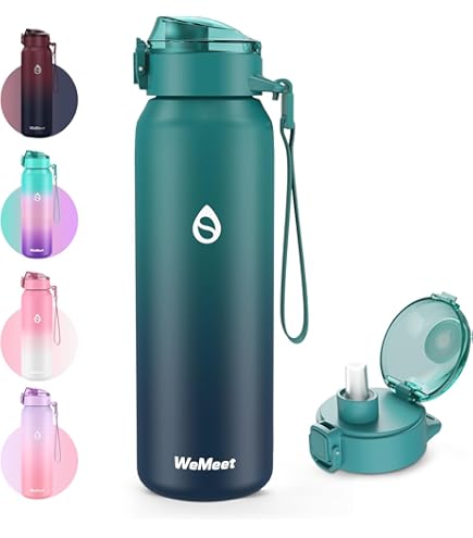 Borraccia sportiva con coperchio con cannuccia e tappo a vite, in acciaio inox, isolamento sottovuoto, a doppia parete, imboccatura larga, moderna, calda, fredda, semplice, idrometallica, a prova di