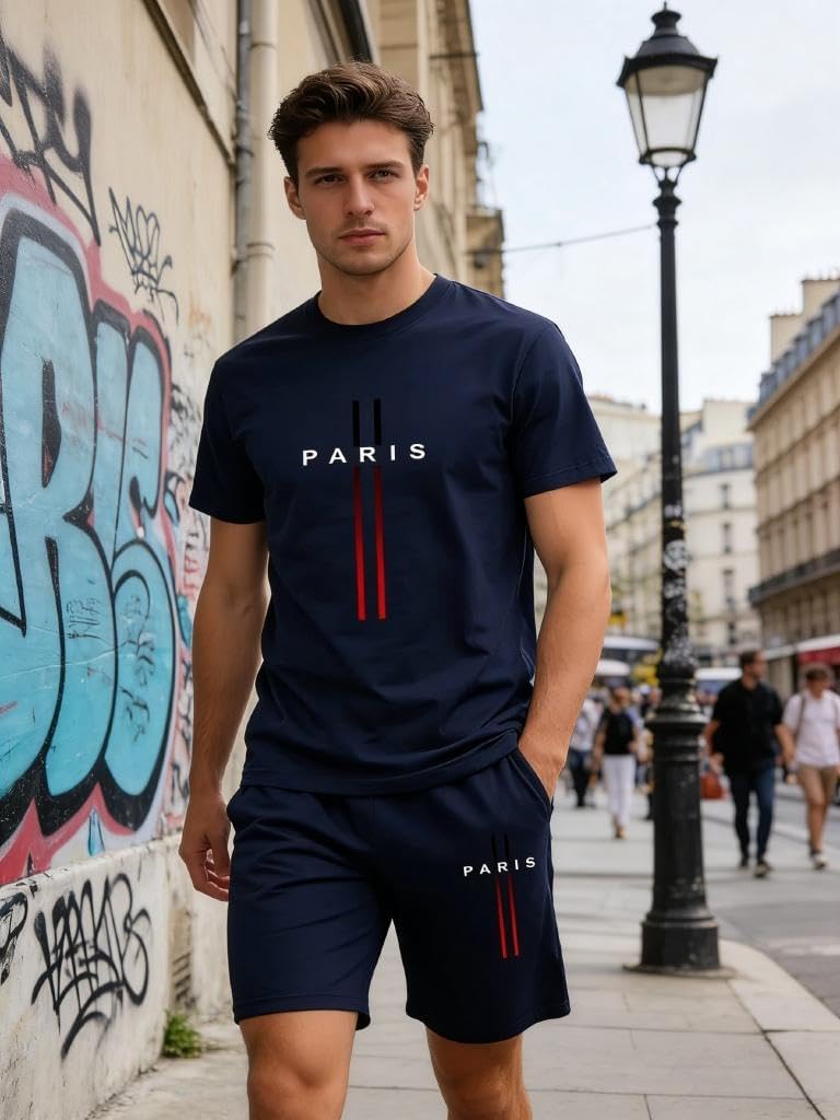 Conjunto deportivo de 2 piezas para hombre, camiseta de manga corta y pantalones cortos, conjunto de verano atlético para correr y entrenar
