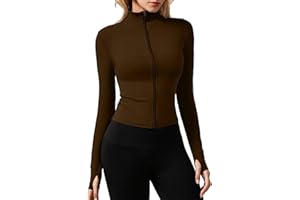 JTSONN Giacca Sportiva Donna Maniche Lunghe Felpe Corsa Aderente Giacca da Invernale Leggera Giacca da Palestra Traspirante con Foro per il Pollice Giacche con Cerniere Top Fitness Jogging Running