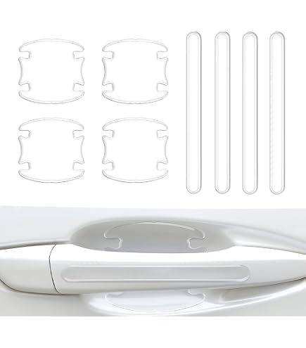 8 pezzi 3D in fibra di carbonio per maniglia della portiera dell'auto, protezione antigraffio universale per maniglia della portiera dell'auto, strisce riflettenti di sicurezza (blu