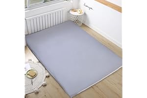GESEILAY Coprimaterasso per Materasso Futon in Cotone Matrimoniale Fodera per Materasso da Pavimento Giapponese con Cerniera Protettore Materasso da Letto Tatami (grigio, 135 x 200 cm)
