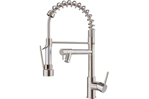 FORIOUS Kitchen Tap, Kitchen Mixer Taps with Two Spouts, Commercial Spring Swivels 360 Single Handle, Stainless Steel