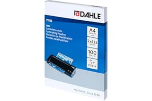 ‎DAHLE Dahle Laminierfolien A4, 250 Micron (2x125) - 100 Stück - Hochwertiger Schutz für wichtige Unterlagen und Fotos, Glänzend