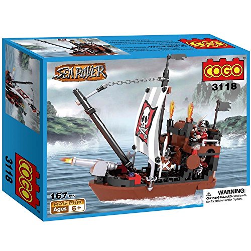 Webby Sea Rover Pirate Ship Building Blocks , Multi Color (167 Count)